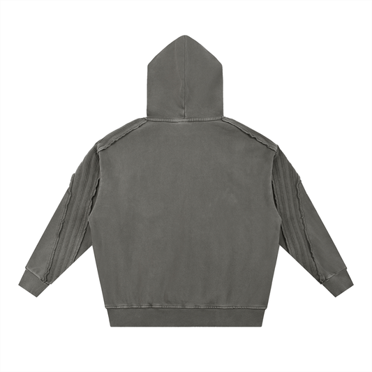 Classic Snow Washed Tape Raw Edge Hoodie