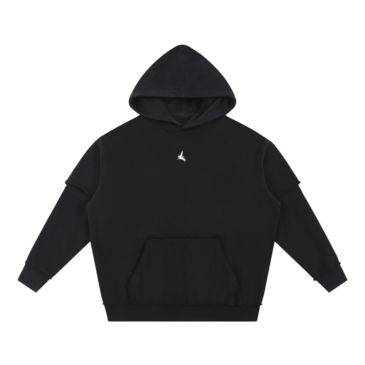Classic Raw Edge Double Layered Hoodie