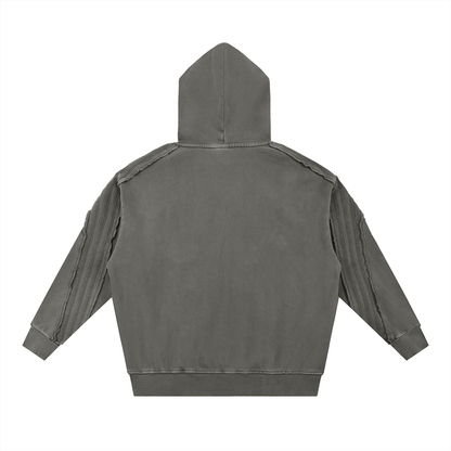 Classic Snow Washed Tape Raw Edge Hoodie