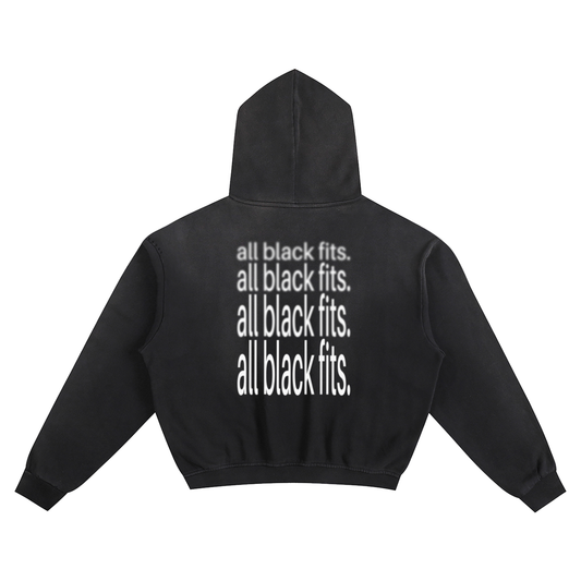 "all black fits." Cotton Sunfade Boxy Hoodie