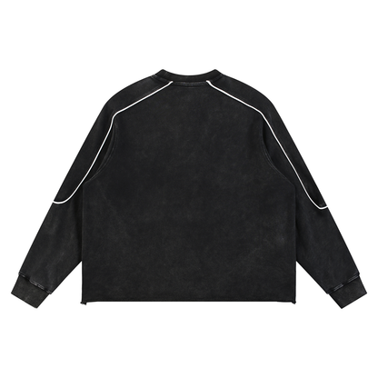 Classic Contrast Raw Hem Sweatshirt