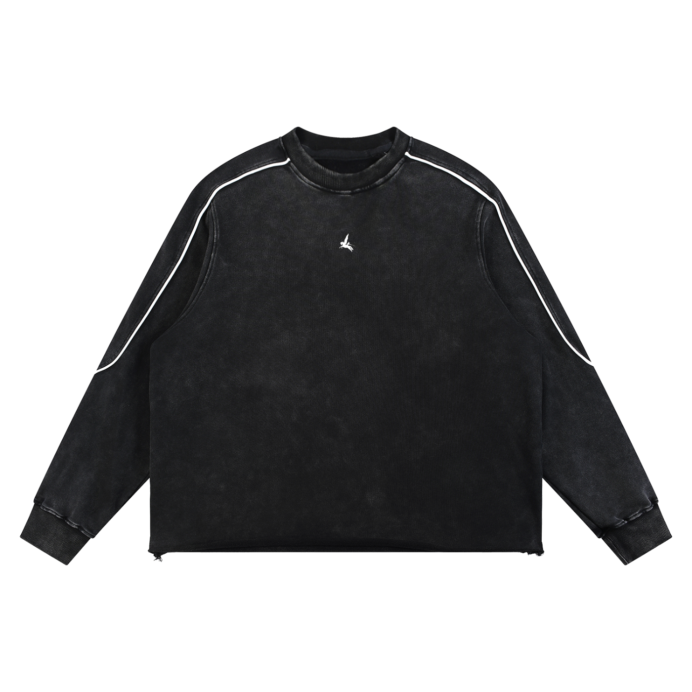 Classic Contrast Raw Hem Sweatshirt