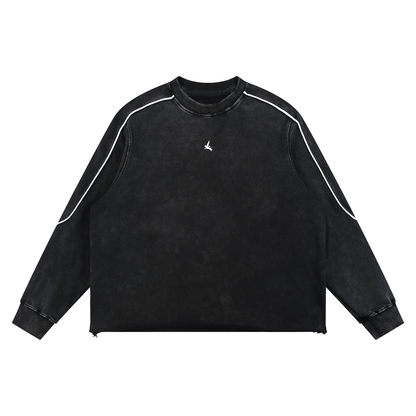 Classic Contrast Raw Hem Sweatshirt