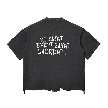 "no saint exept saint laurent" Snow Wash Raw-Hem Boxy T-shirt