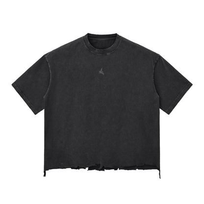 "no saint exept saint laurent" Snow Wash Raw-Hem Boxy T-shirt