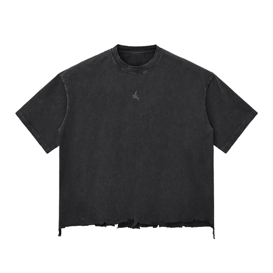 "no saint exept saint laurent" Snow Wash Raw-Hem Boxy T-shirt