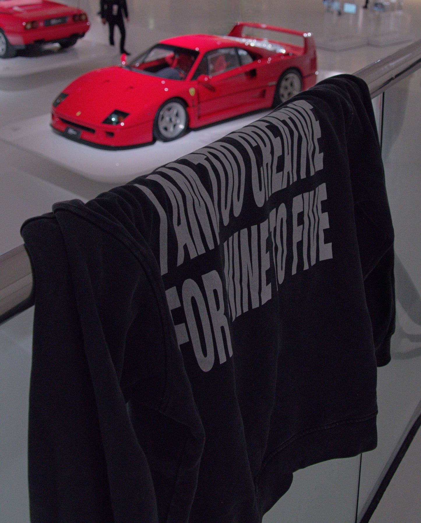 "I AM TOO CREATIVE FOR A NINE-TO-FIVE" Snow Washed Loose Cotton Hoodie