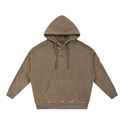 Classic Snow Washed Tape Raw Edge Hoodie