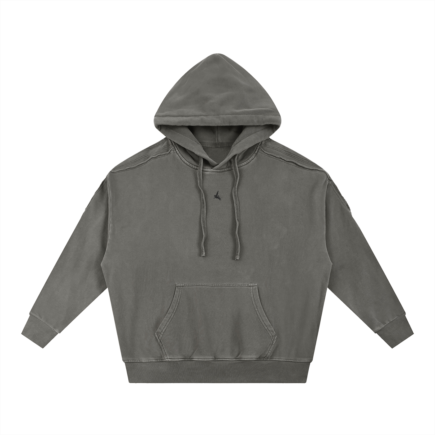Classic Snow Washed Tape Raw Edge Hoodie