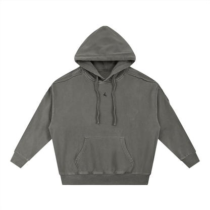 Classic Snow Washed Tape Raw Edge Hoodie