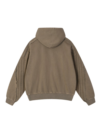 Classic Snow Washed Tape Raw Edge Hoodie