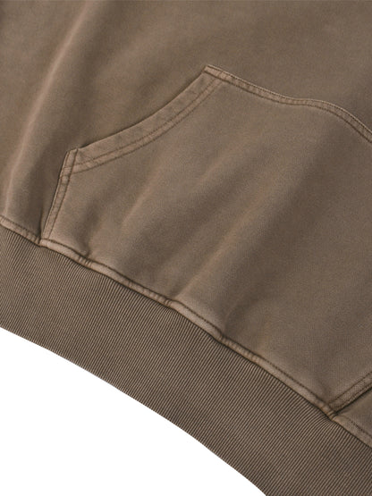 Classic Snow Washed Tape Raw Edge Hoodie