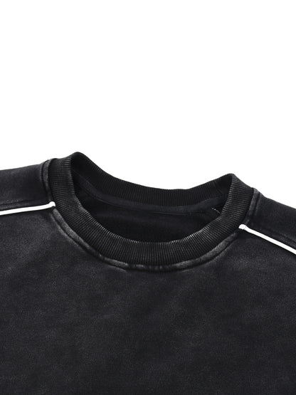 Classic Contrast Raw Hem Sweatshirt