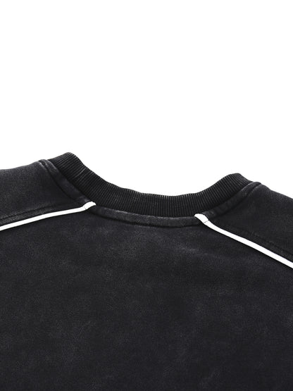 Classic Contrast Raw Hem Sweatshirt